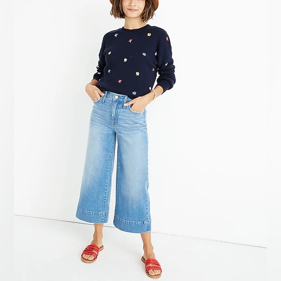 Madewell Wide Leg Crop Jeans Delancey Wash - Picture 2 of 4